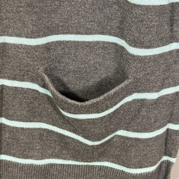 Caslon Sweater Womens Small Tunic Gray Cotton Stripe Pockets Zip Neck - Picture 6 of 11